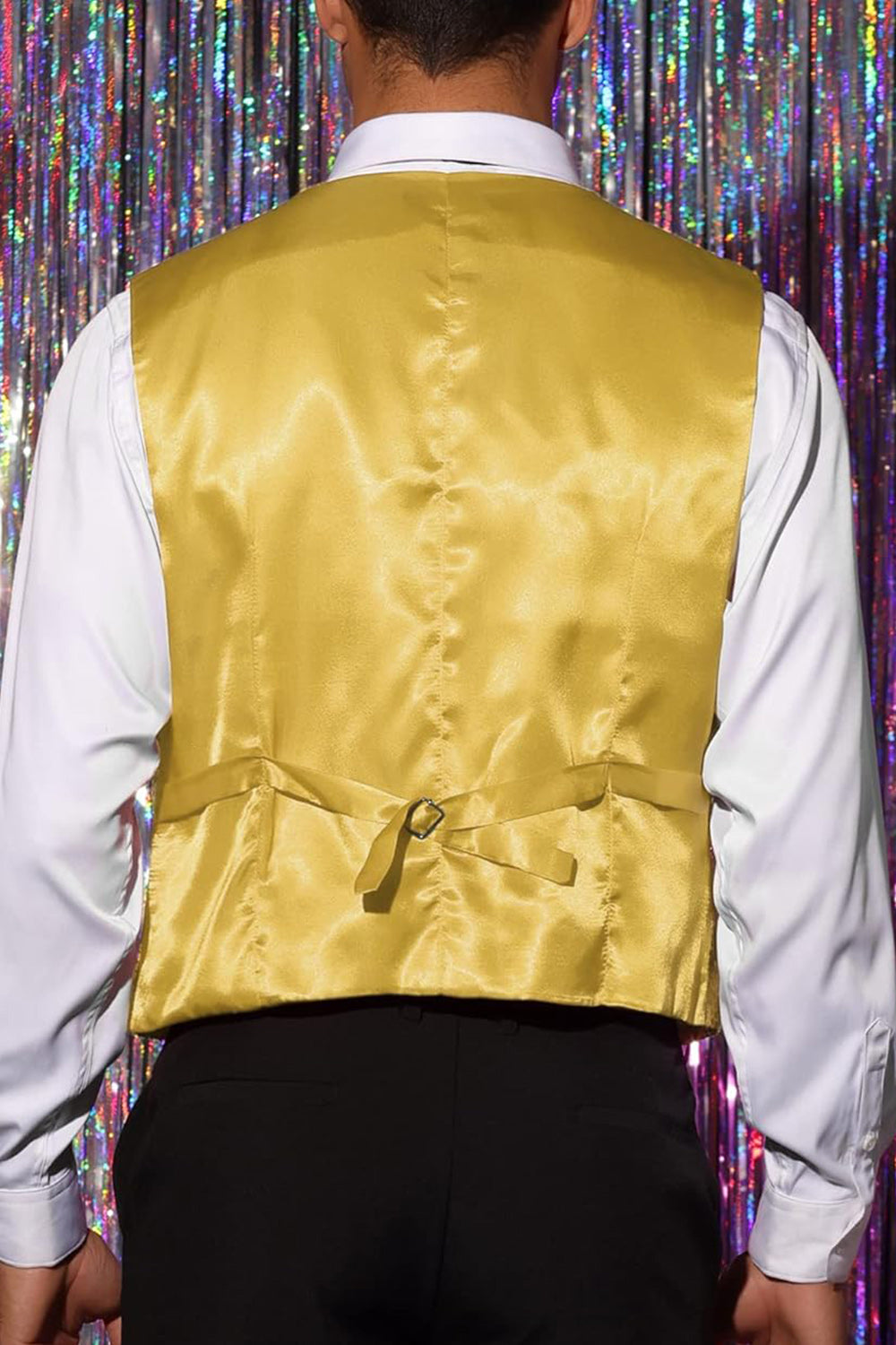 Sparkly Black Single Breasted V-Neck Men's Suit Vest with Sequins