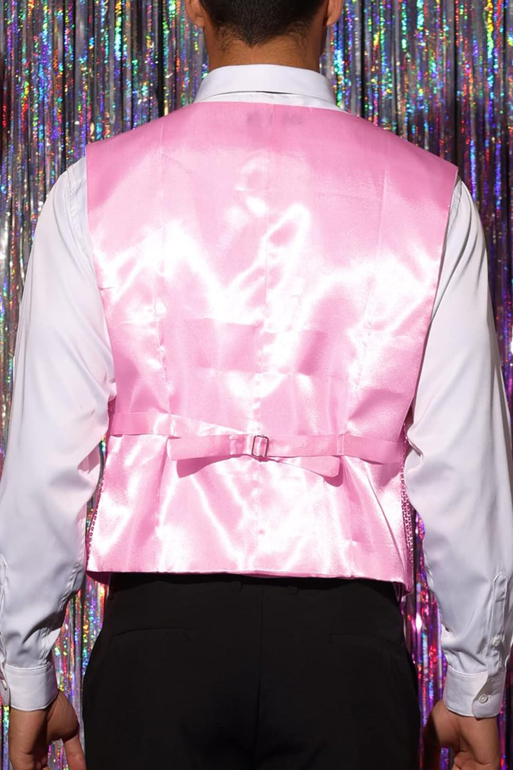 Sparkly Black Single Breasted V-Neck Men's Suit Vest with Sequins