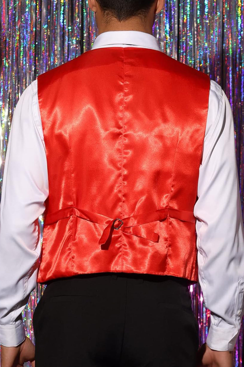 Sparkly Black Single Breasted V-Neck Men's Suit Vest with Sequins