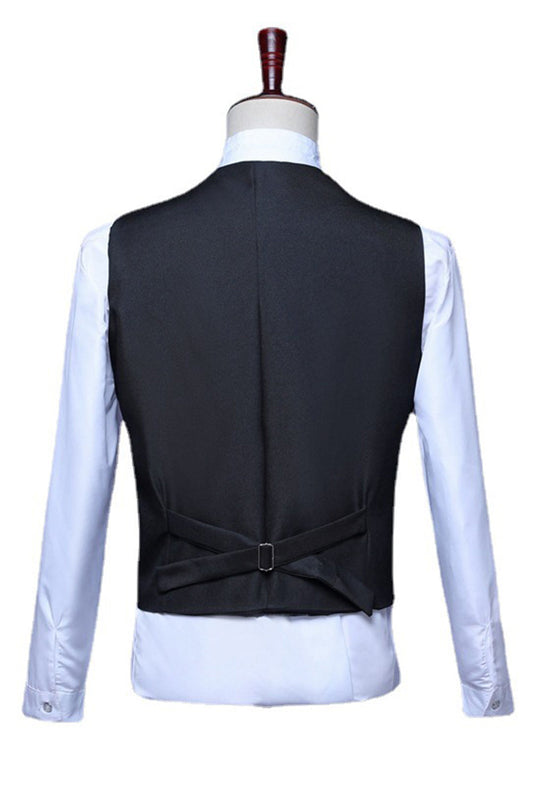 Sparkly Blue Single-Breasted V-Neck Sequin Men's Suit Vest