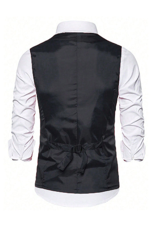 Black V-Neck Single Breasted Sequin Men's Suit Vest