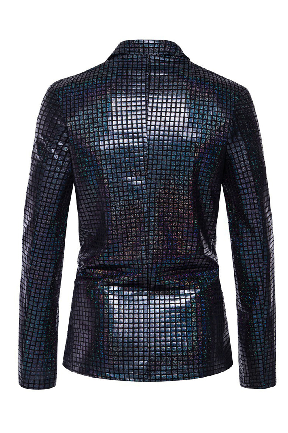 Black Metallic Grid Single-Breasted Notched-Lapel 2-Piece Men's Prom Suit