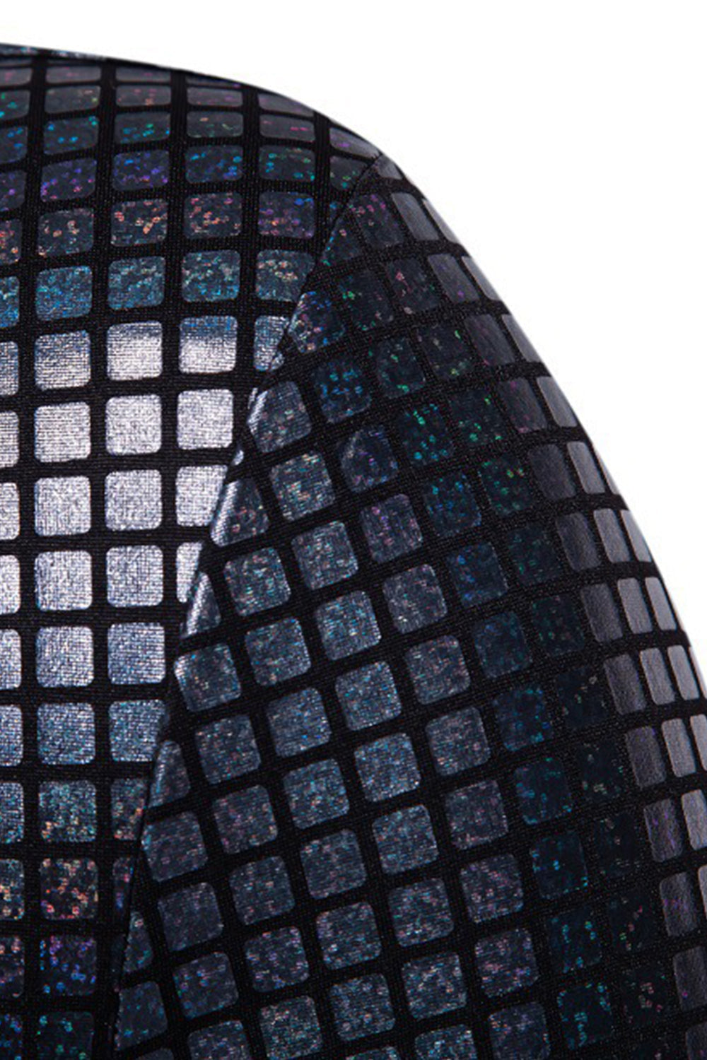 Black Metallic Grid Single-Breasted Notched-Lapel 2-Piece Men's Prom Suit