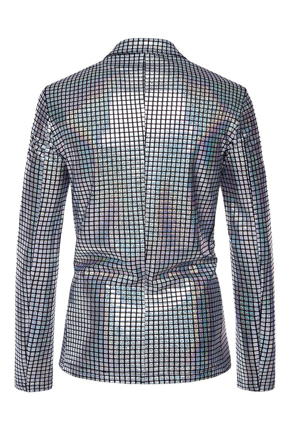 Black Metallic Grid Single-Breasted Notched-Lapel 2-Piece Men's Prom Suit