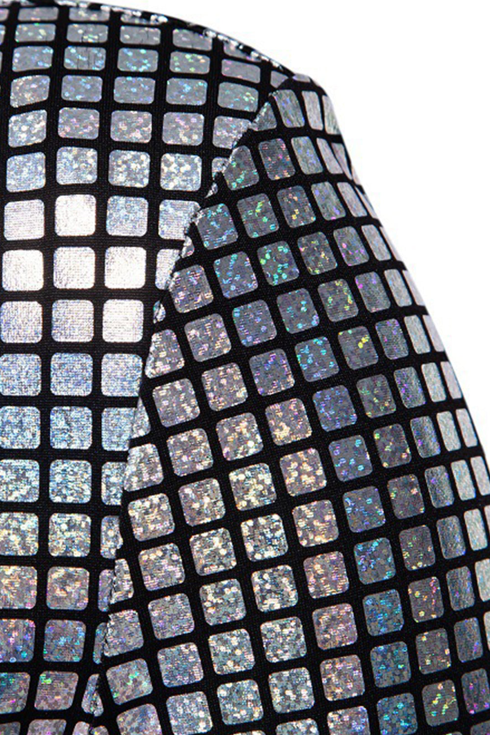 Black Metallic Grid Single-Breasted Notched-Lapel 2-Piece Men's Prom Suit