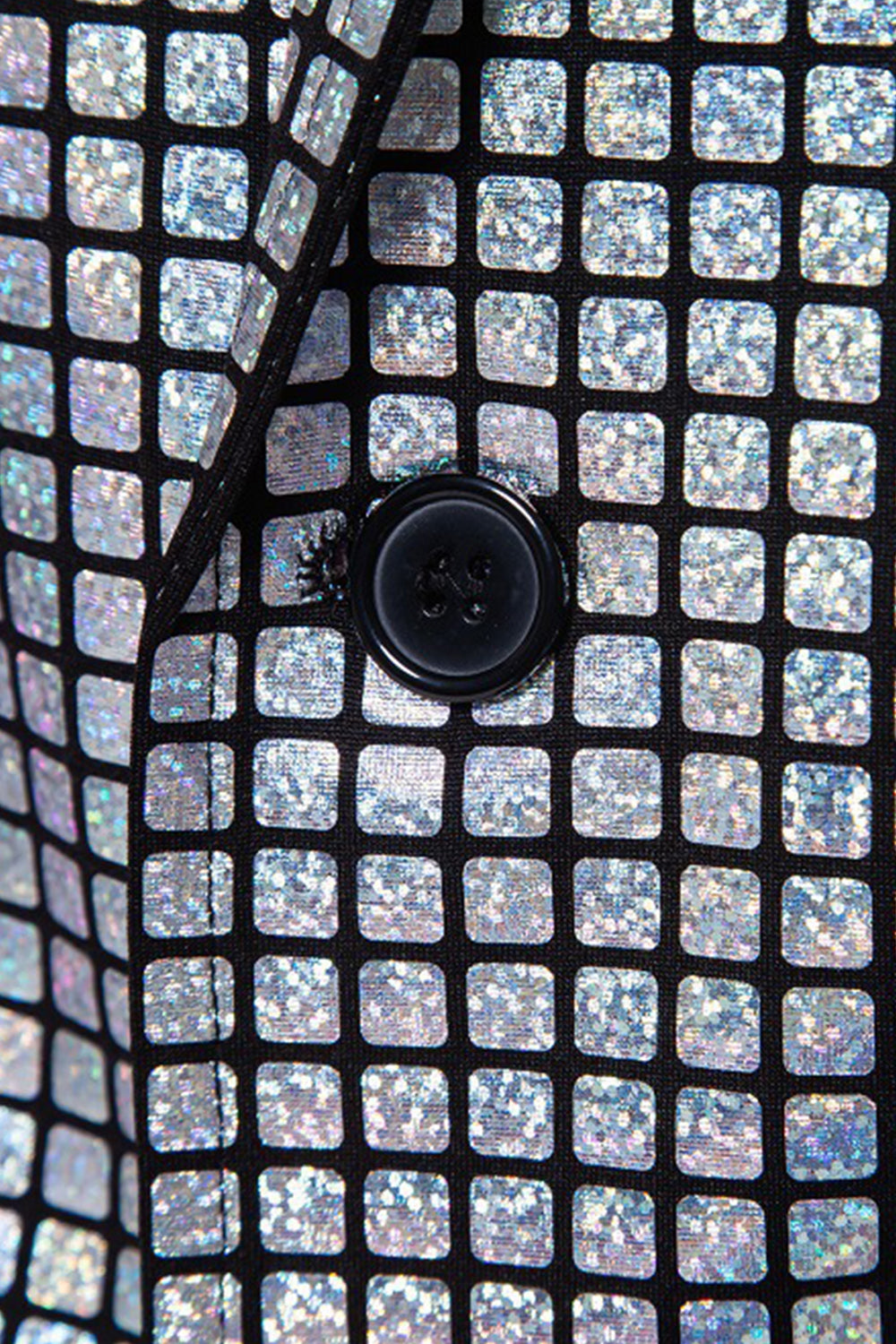 Black Metallic Grid Single-Breasted Notched-Lapel 2-Piece Men's Prom Suit