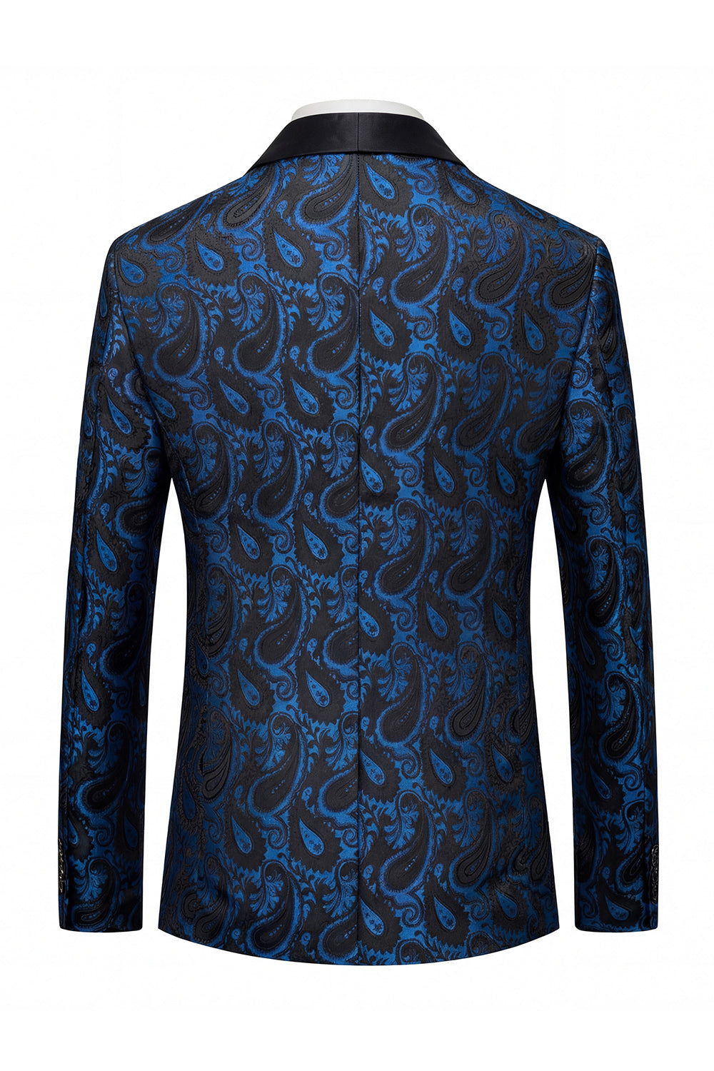 Black Jacquard Shawl Lapel Single Breasted Men's Blazer with Bowtie