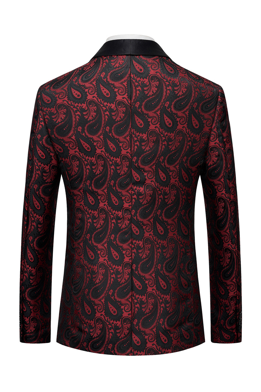 Black Jacquard Shawl Lapel Single Breasted Men's Blazer with Bowtie