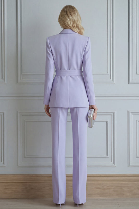 Costumes de bal lilas 2 pièces à revers cranté croisé et coupe slim
