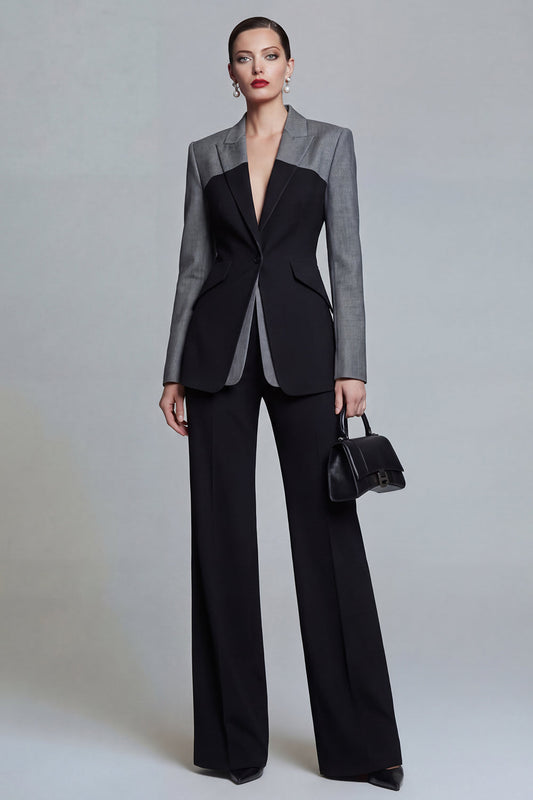 Costumes de bal pour homme, coupe ajustée, noir, revers en pointe, 2 pièces