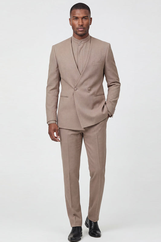 Costumes de cérémonie pour hommes 2 pièces croisé beige