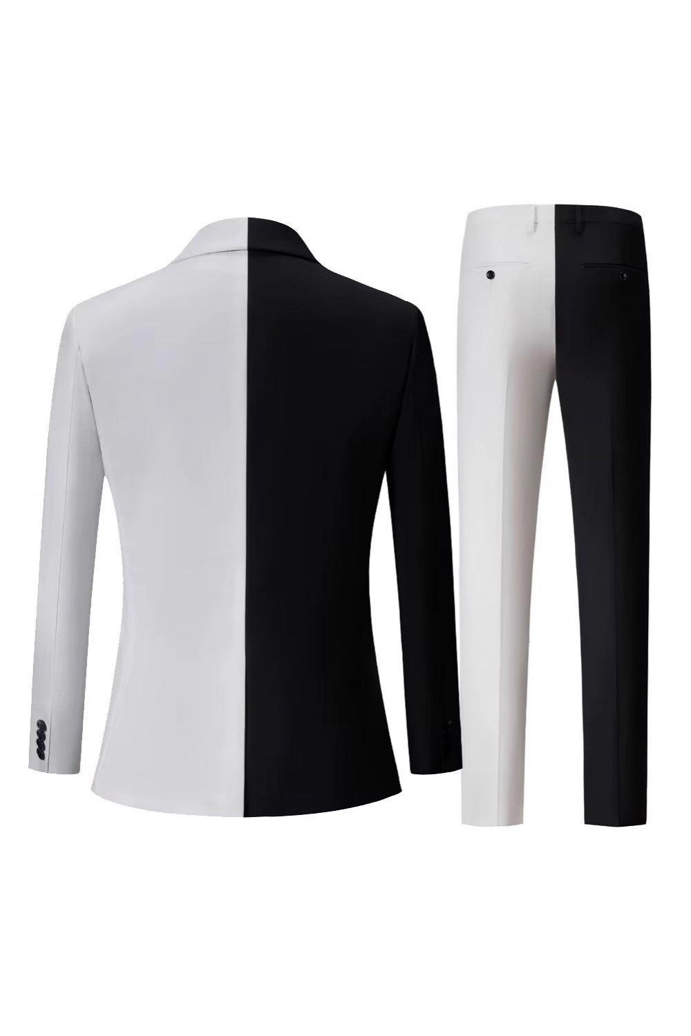 Black and White Notched Lapel Single Breasted Men's Formal Suits