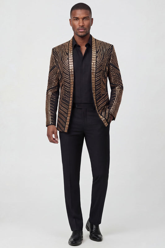 Sparkly Gold 2-piece Open Front Men's Prom Suits