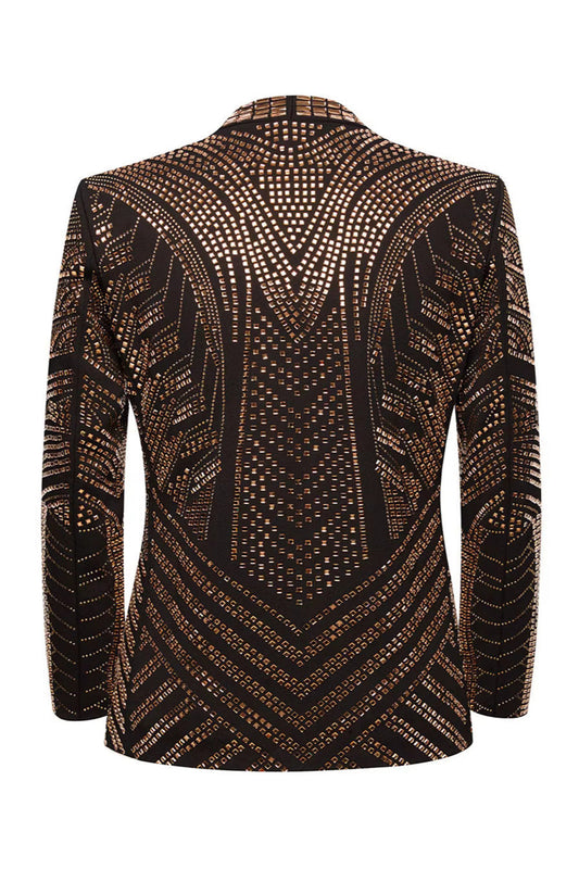 Sparkly Gold 2-piece Open Front Men's Prom Suits