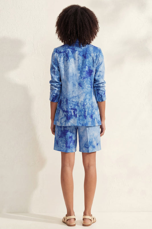 Blue Notched Lapel Single Breasted Slim Fit Short Women's Suit