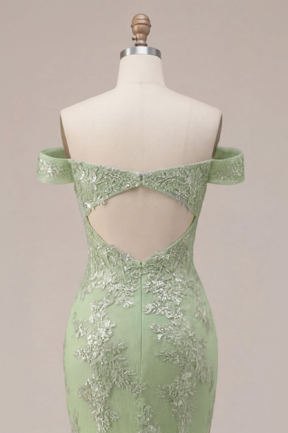 Mermaid Green Off the Shoulder Corset Appliqued Long Prom Dress