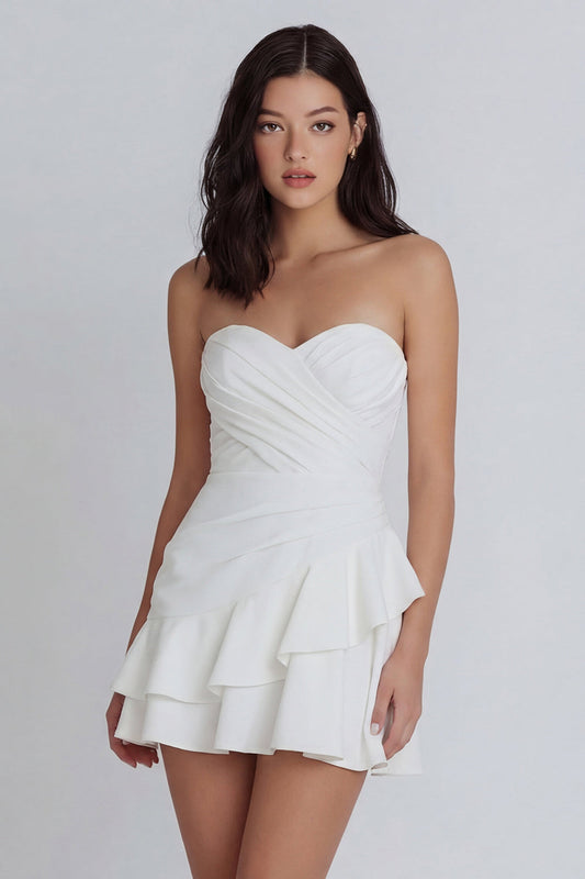 Sweetheart A-Line Ruched Short Graduation Dress with Ruffles