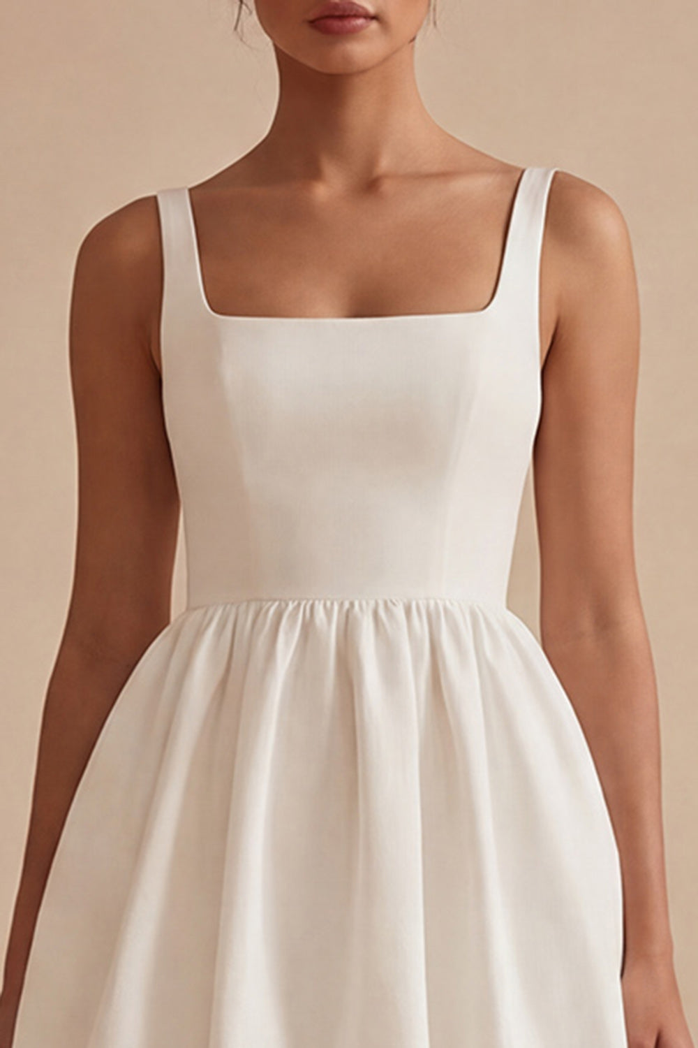 White Square Neck A Line Short Graduation Dress