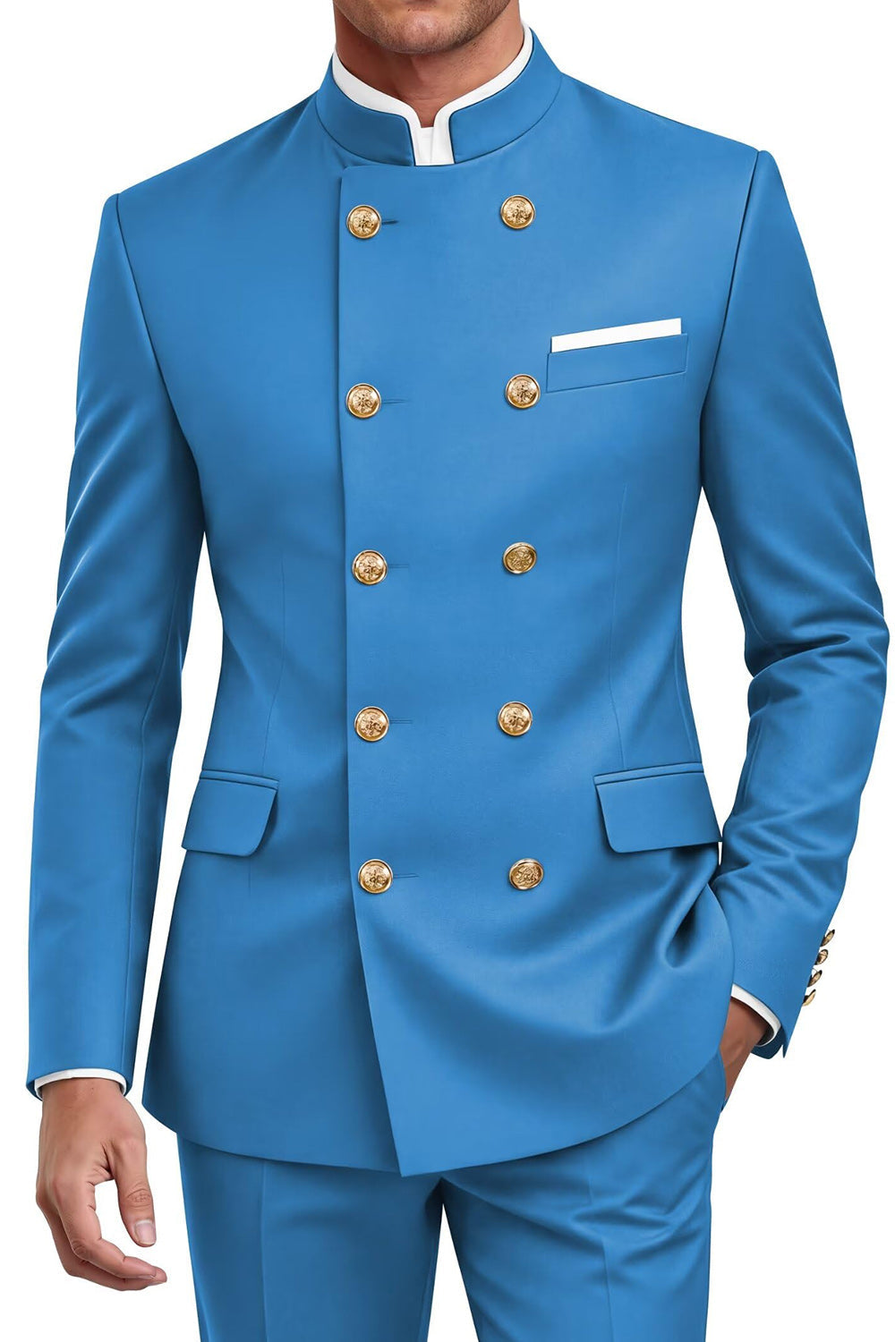 Costumes croisés deux pièces bleu marine pour hommes