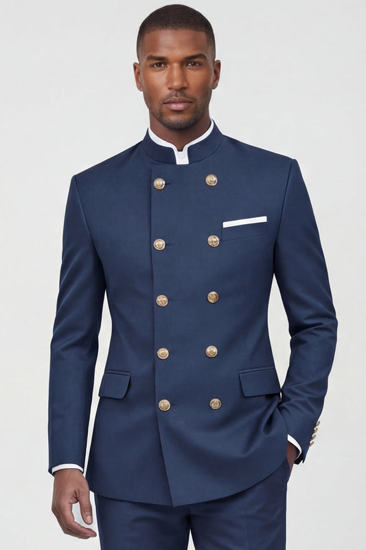 Costumes croisés deux pièces bleu marine pour hommes