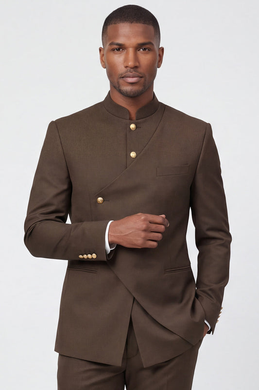 Costumes de bal pour hommes 2 pièces marron clair à boutonnage simple