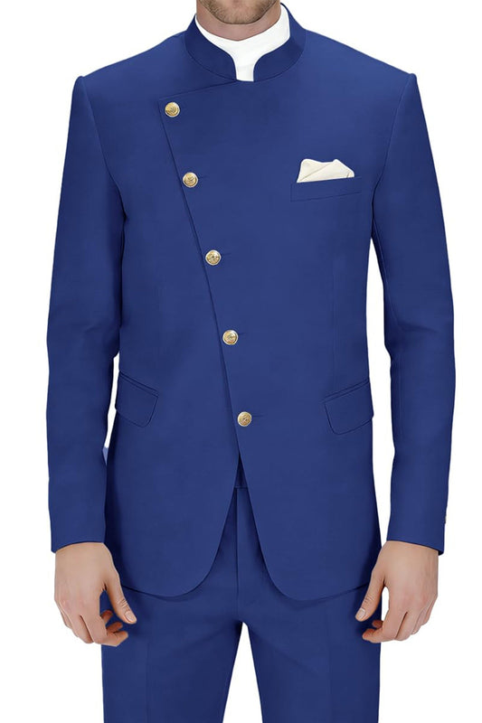 Costumes de bal pour hommes bleu roi deux pièces à simple boutonnage
