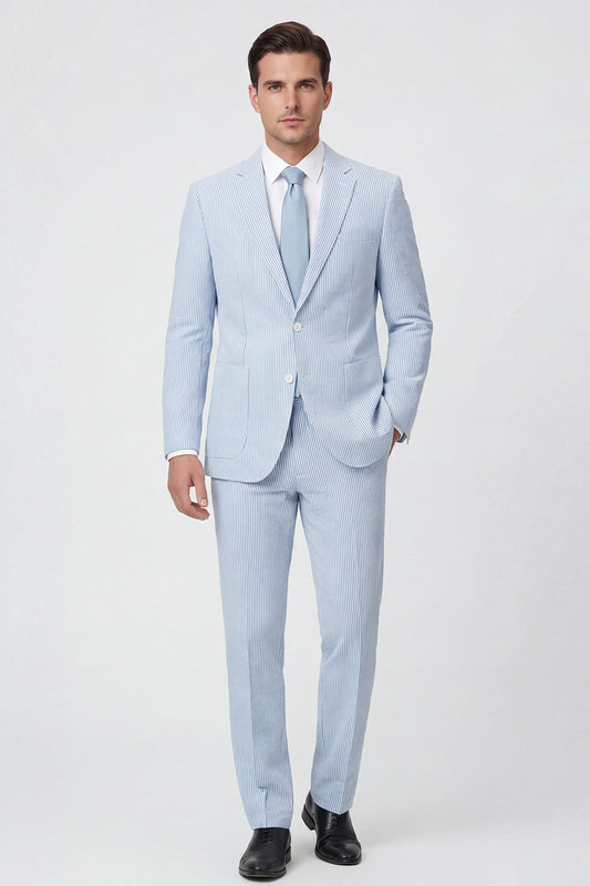 Costumes de soirée pour homme bleu clair, 2 pièces, revers cranté, coupe droite