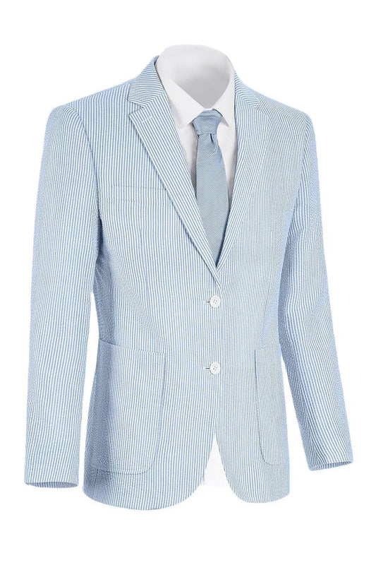 Veste homme bleu clair à revers crantés et à simple boutonnage