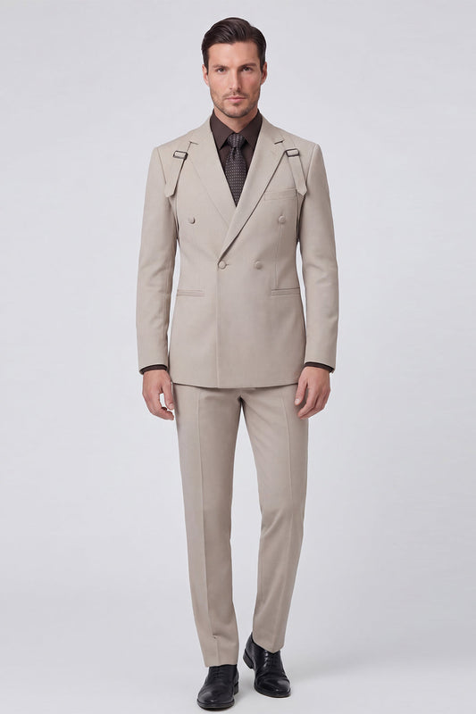 Costumes de bal pour hommes gris 2 pièces à revers cranté et double boutonnage