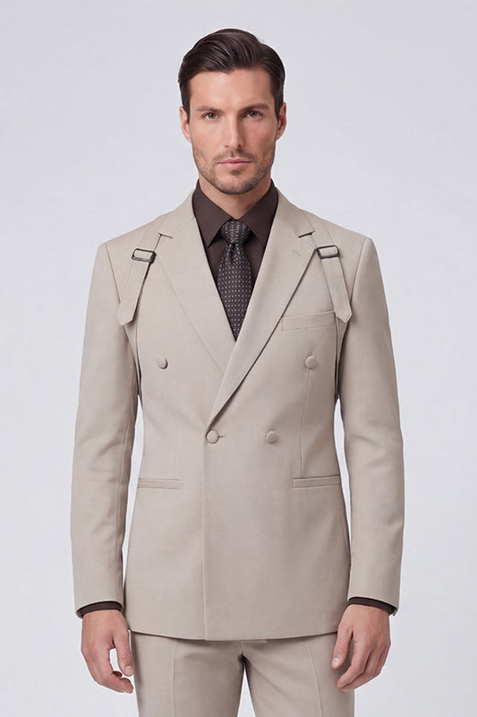 Costumes de bal pour hommes gris 2 pièces à revers cranté et double boutonnage