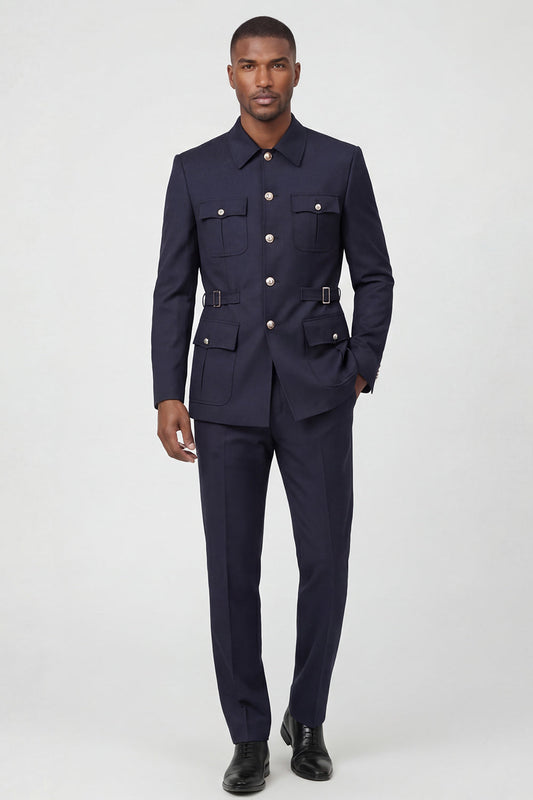 Costume 2 pièces bleu marine foncé pour homme
