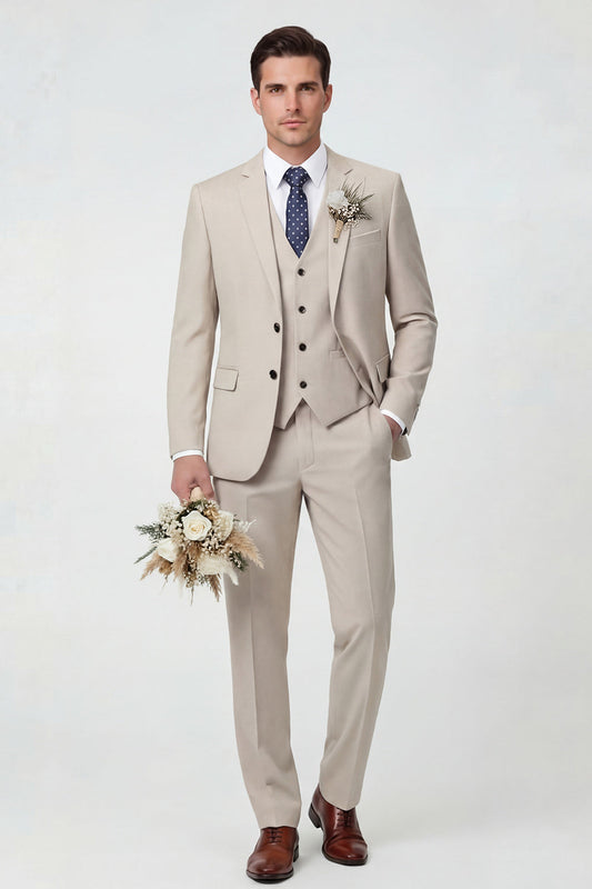 Costume de bal gris foncé pour homme, 3 pièces, revers cranté, coupe droite