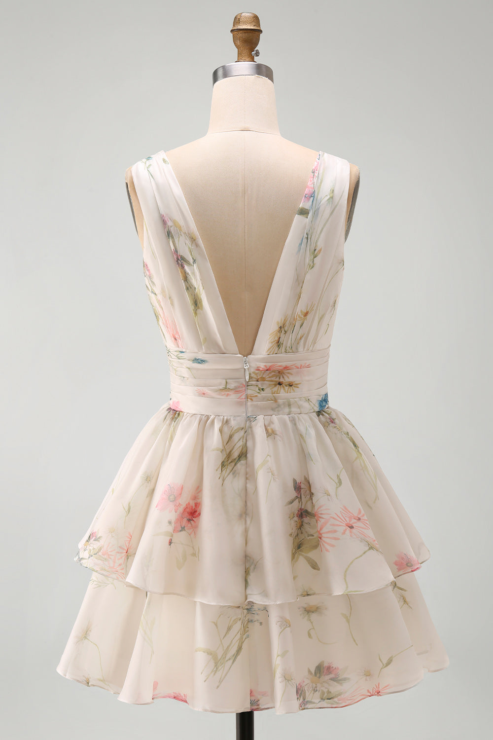 Robe Mini Étagée Col V Imprimé Floral Line Ivoy