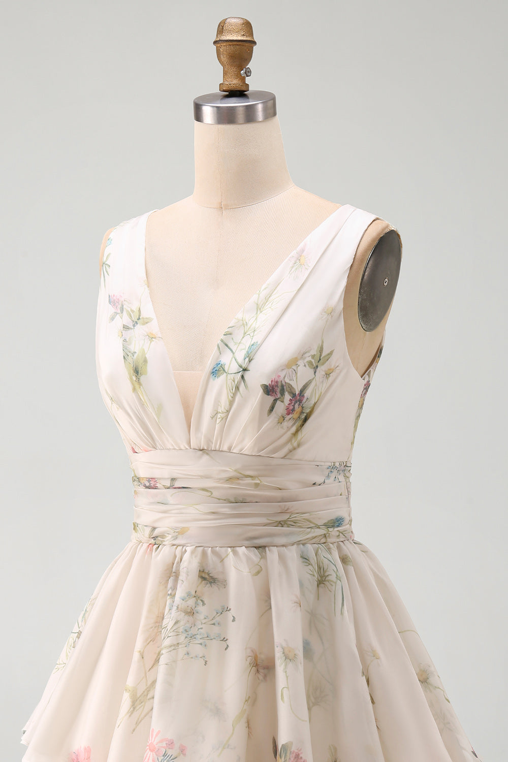Robe Mini Étagée Col V Imprimé Floral Line Ivoy