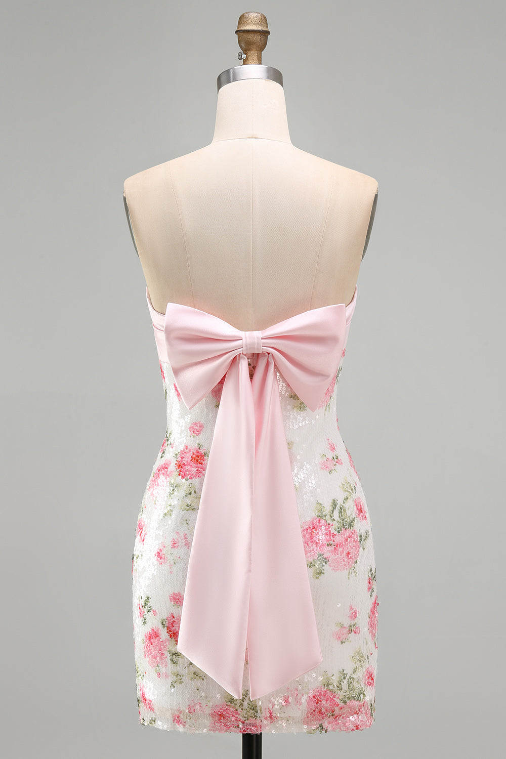 Light Pink Bodycon Strapless Mini Homecoming Dress with Sequins