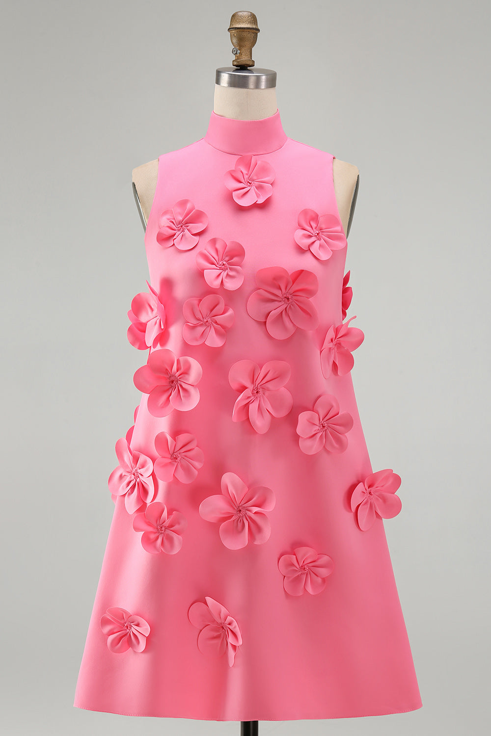 Yellow Round Neck Bodycon Homecoming Dress with 3D Flowers