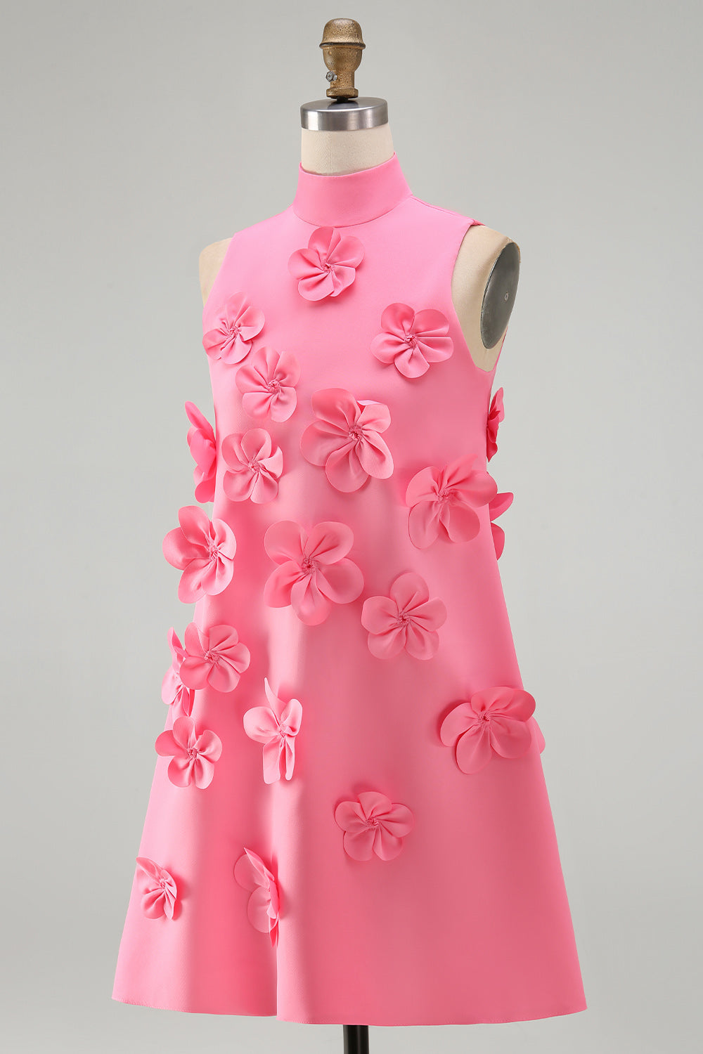 Yellow Round Neck Bodycon Homecoming Dress with 3D Flowers