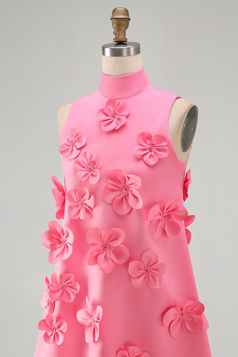 Yellow Round Neck Bodycon Homecoming Dress with 3D Flowers