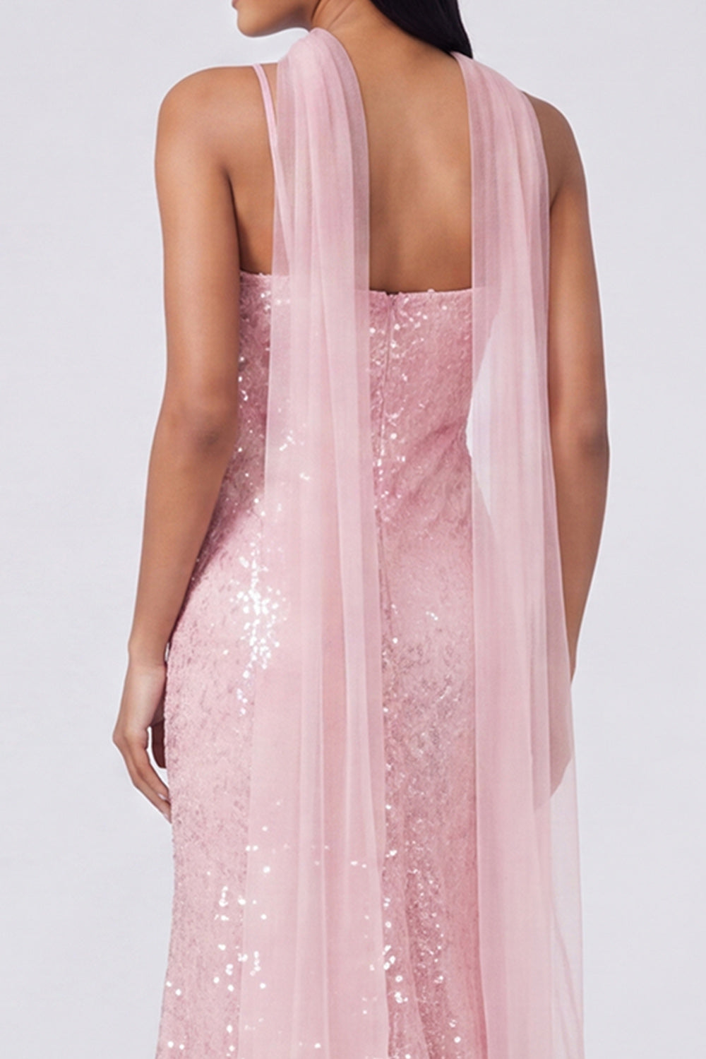 Yellow Mermaid Sequin Spaghetti Straps Maxi Dress with Slit