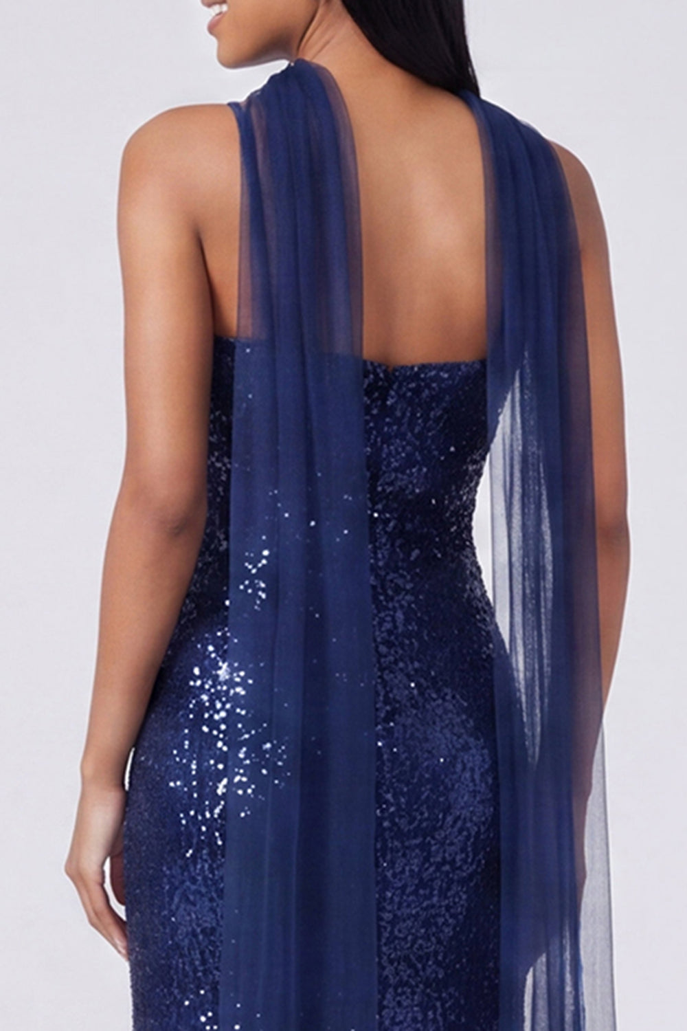 Yellow Mermaid Sequin Spaghetti Straps Maxi Dress with Slit