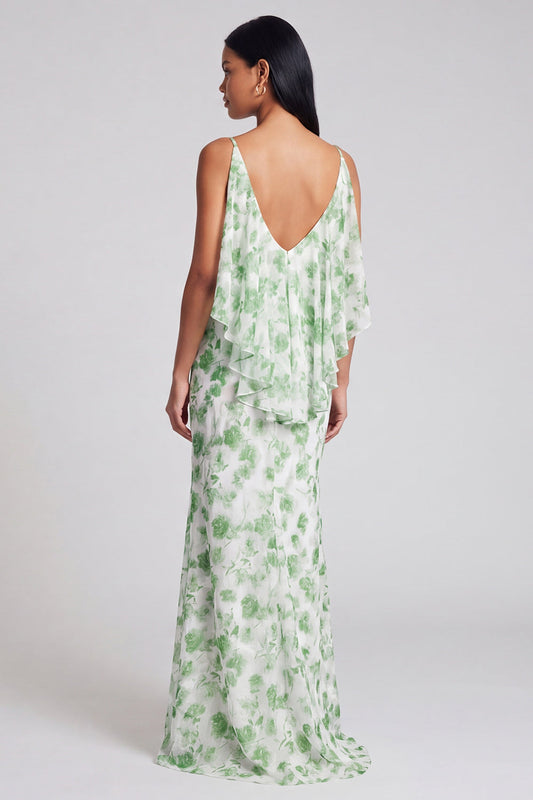 Robe longue florale vert clair sirène