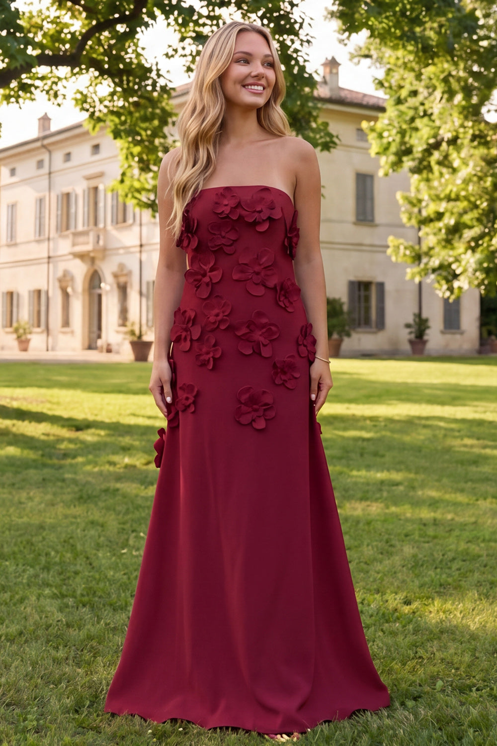 Robe longue évasée bustier fleurie vert sauge
