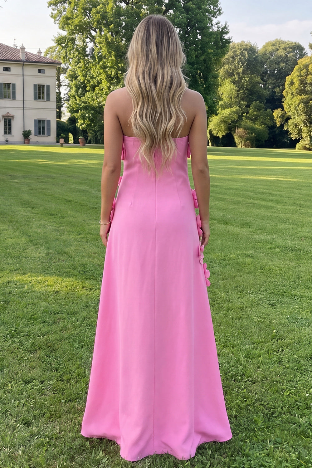 Robe longue évasée bustier fleurie vert sauge