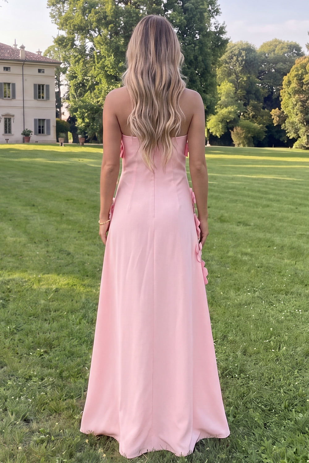Robe longue évasée bustier fleurie vert sauge
