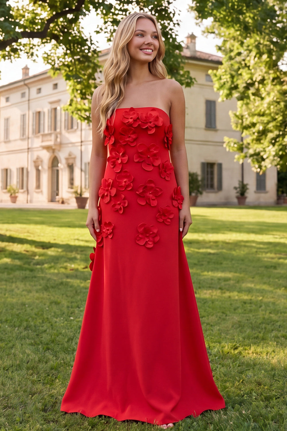 Robe longue évasée bustier fleurie vert sauge