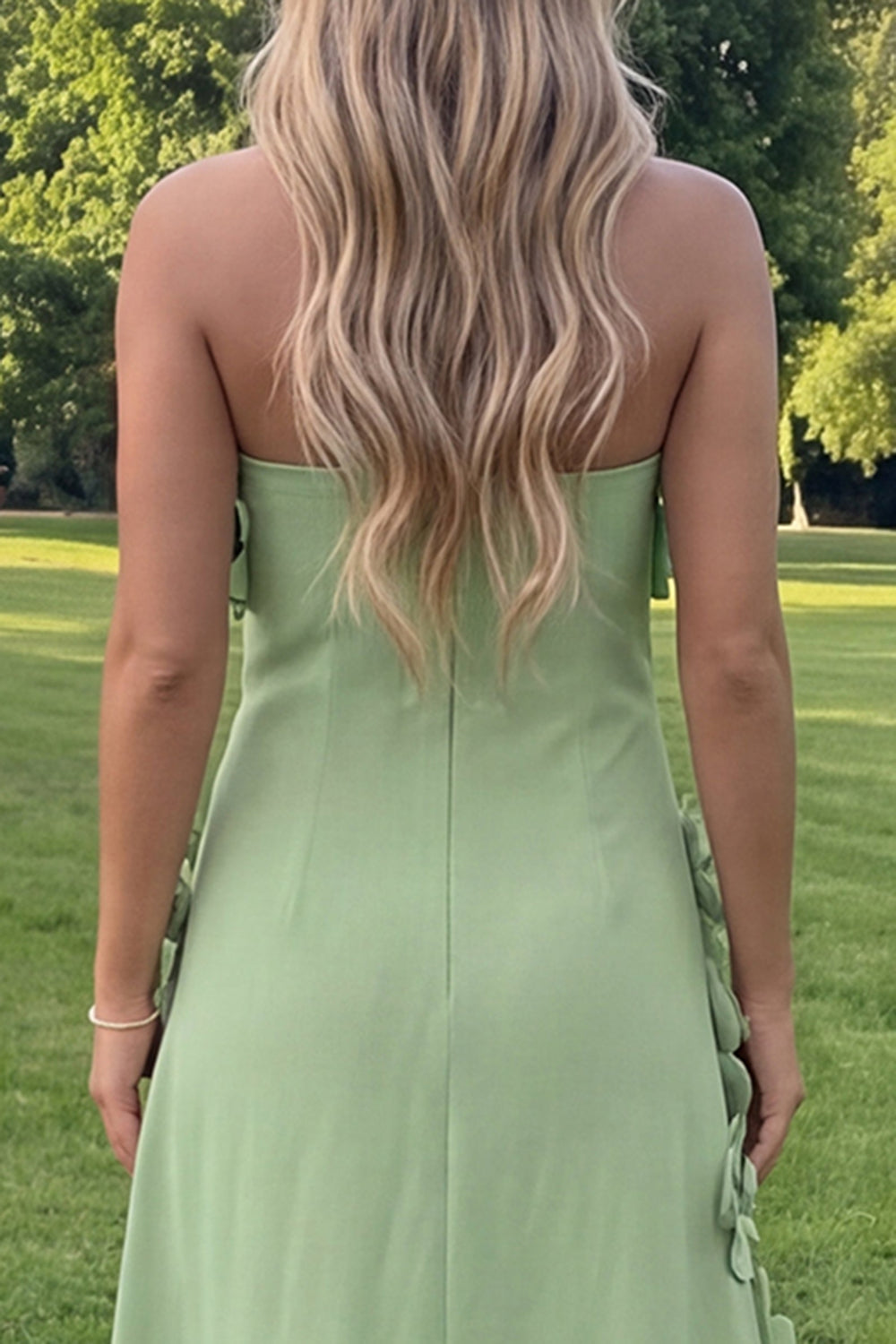 Robe longue évasée bustier fleurie vert sauge