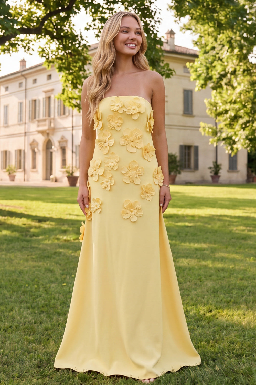 Robe longue évasée bustier fleurie vert sauge