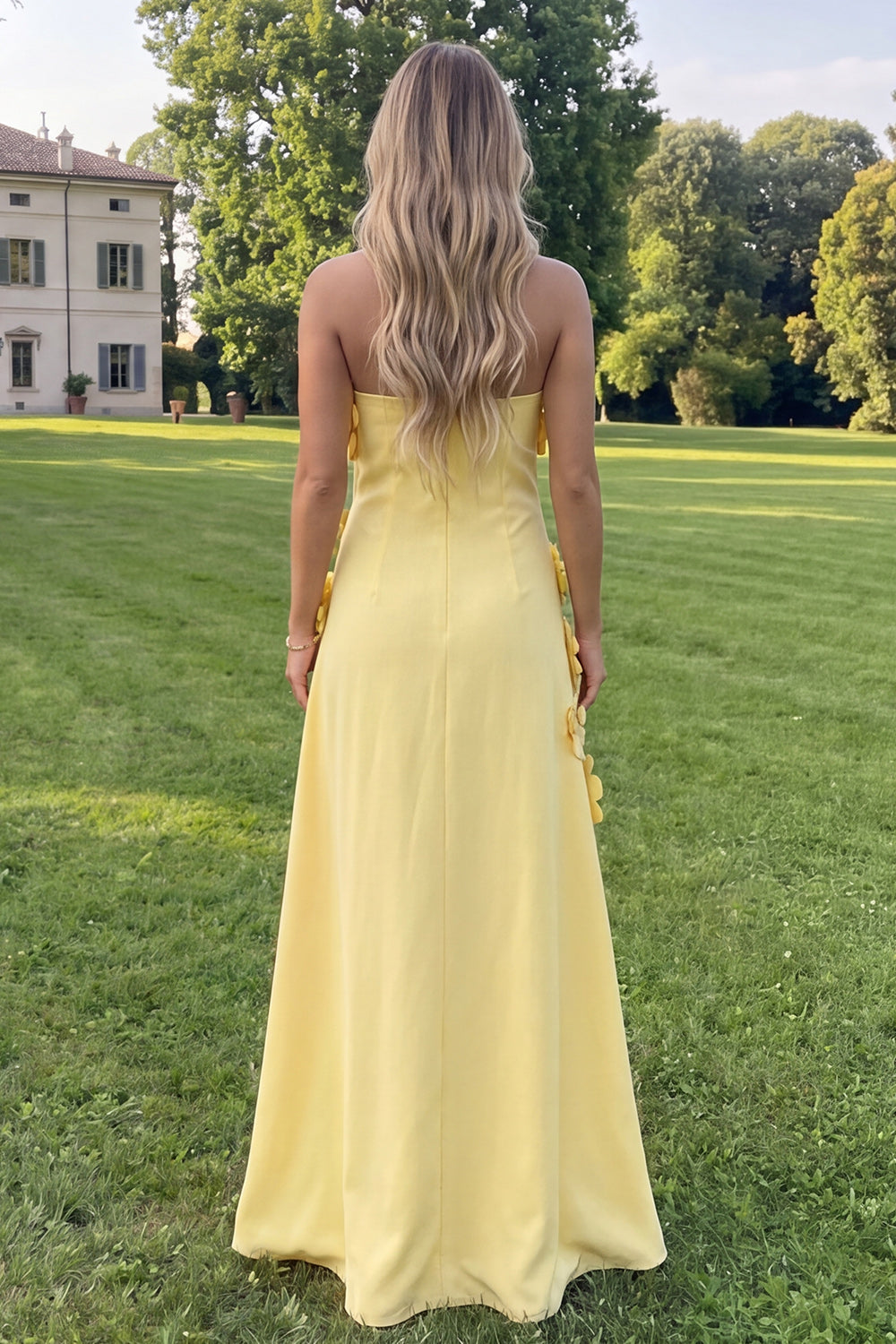 Robe longue évasée bustier fleurie vert sauge