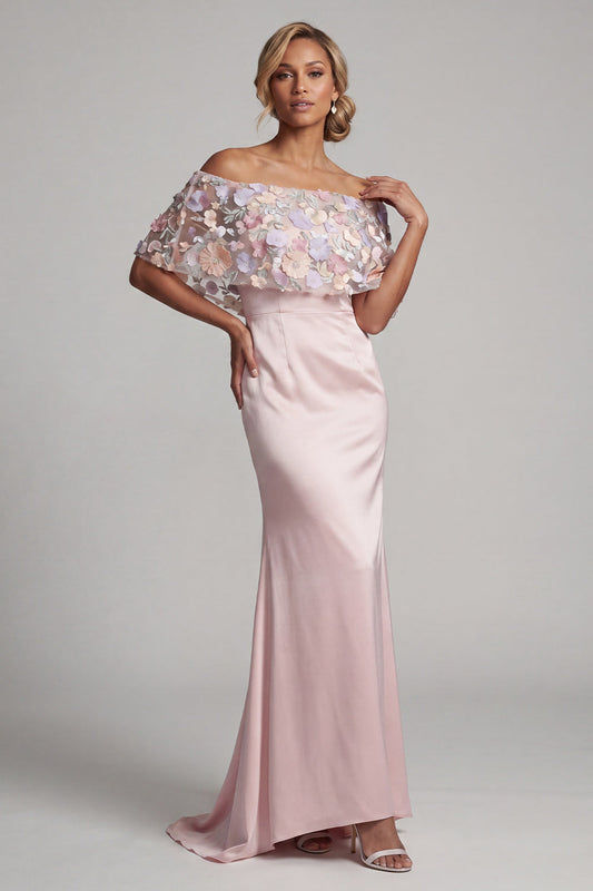 Blush Long Mermaid Floral Mother of the Bride Dress