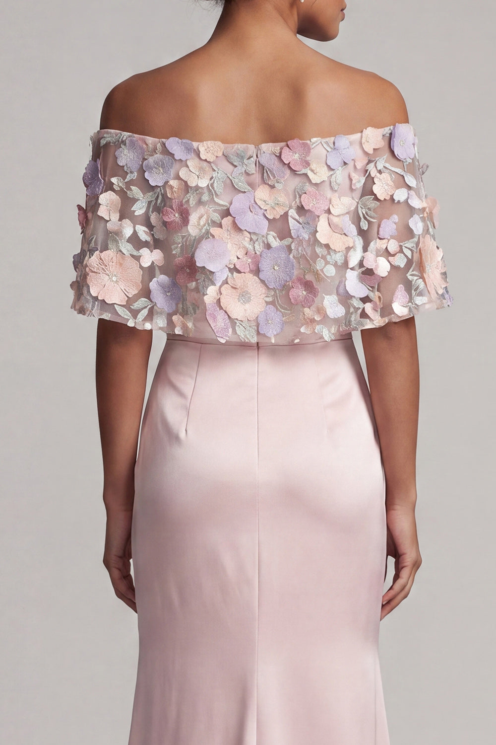 Blush Long Mermaid Floral Mother of the Bride Dress